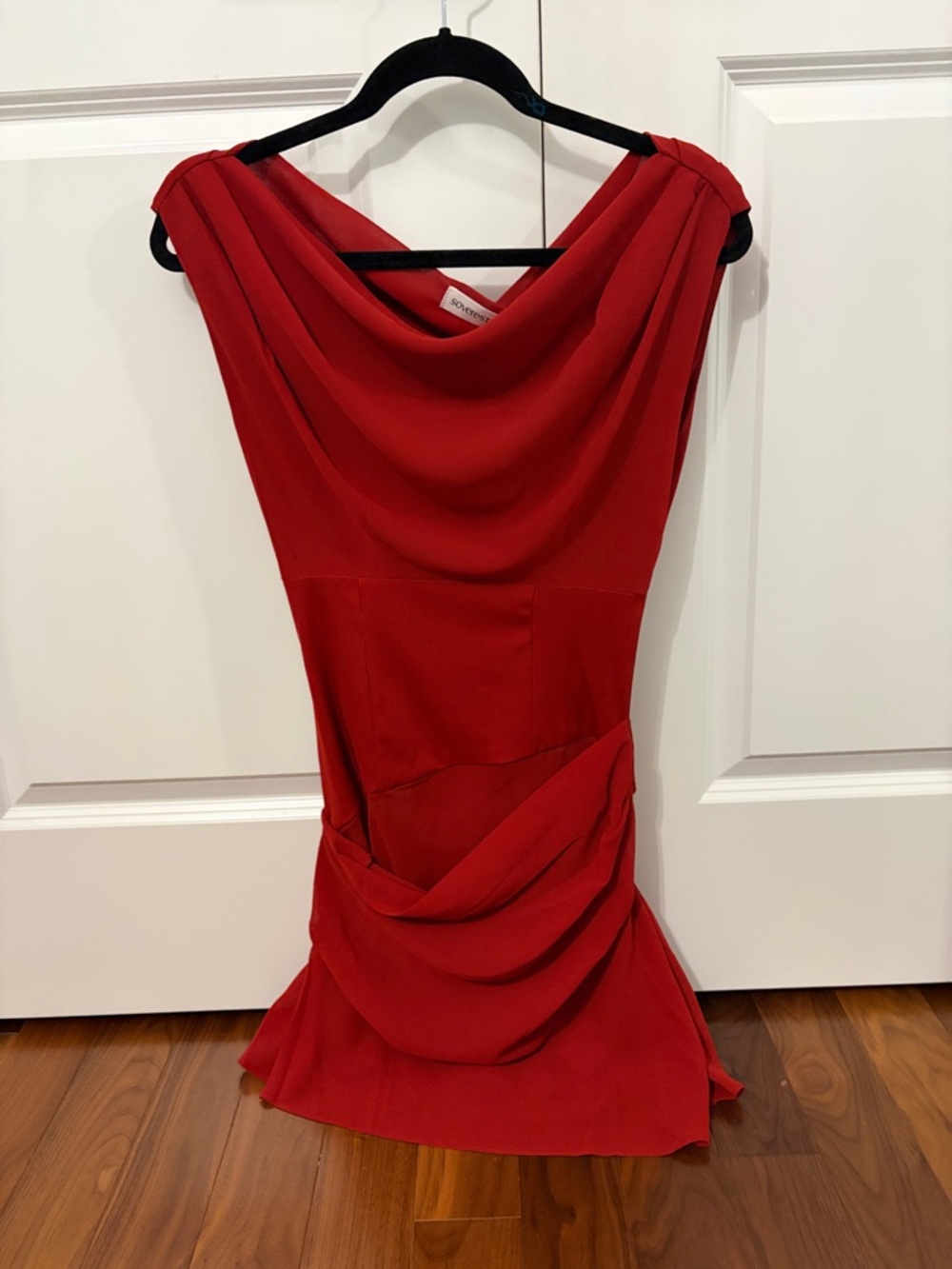 Anthropologie One-Shoulder Rust-Red Mini Dress